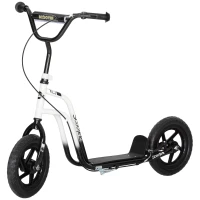 Qaba Kids Scooter, Lightweight Scooter with Adjustable Handlebar, Rear Brake, Kickstand, 12" EVA Wheels, for 5-12 Y, White(m-1)