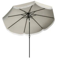 Outsunny 9FT Patio Umbrella, UPF 30+ Outdoor Market Umbrella with Crank, 8 Ribs, Push Button Tilt, Vented, Light Gray(m-11)