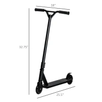Aosom Stunt Scooter, Pro Scooter, Entry Level Freestyle Scooter w/ Lightweight Alloy Deck for 14 Years and Up Teens, Adults, Black(m-3)