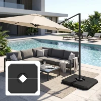 Outsunny 4-Piece Heavy Duty Cantilever Offset Umbrella Stand Base Weight, 264 lb. Capacity, Easy to Fill with Water or Sand(m-2)
