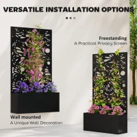 Outsunny Metal Garden Bed with Trellis for Climbing Plants, Freestanding or Wall Mounted Flower Bed for Garden, Patio, Balcony(m-5)