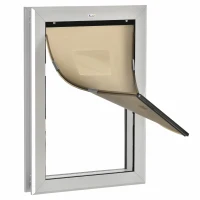 PawHut 2 Way Dog Door, Aluminum Doggy Pet Flap for Wall, Fast Installation, Magnetic Closure, Locking Panel, Weather Resistant, Insulating, Weight Limit 55 lbs(m-1)