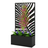 Outsunny Metal Garden Bed with Trellis for Climbing Plants, Freestanding or Wall Mounted Flower Bed for Garden, Patio, Balcony(m-1)