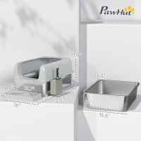 2 Pack High Sided Stainless Steel Litter Box with Metal Scoop & Scoop Holder, for Anti-Urine Leakage, Light Gray(m-3)