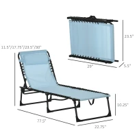 Outsunny Set of 2 Folding Chaise Lounge Chairs, Outdoor Sun Tanning Chairs with Reclining Back, Light Blue(m-4)