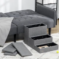 PawHut 3-Step Pet Stairs with Storage, Dog Steps for Couch, Bed, Gray(m-7)