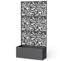 Outsunny Metal Planter Box with Trellis, 71" Tall Raised Garden Bed with Privacy Screen and Drainage Holes, Banana-Leaf Cut-Outs(m-1)