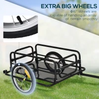 Aosom Bike Trailer, Foldable Bicycle Trailer with16 Inch Pneumatic Tire, Universal Coupler, Foldable Frame and Safe Reflectors Design, Large Load Capacity, Black(m-7)