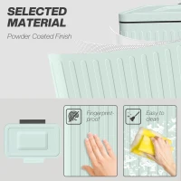 HOMCOM Trash Can with Lid, 2 x 5.3Gal Double Step-On Kitchen Trash Can with Rubbish Bags, Removable Buckets, Light Green(m-6)