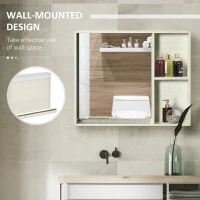 kleankin 31.5" x 25.5" Medicine Cabinet with Mirror, 2-Tier Storage Shelf, Wall Mounted Bathroom Cabinet, White(m-4)