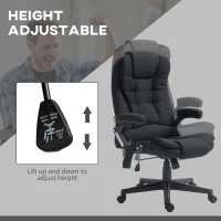 HOMCOM 6 Point Vibrating Massage Office Chair with Heat, Linen High Back Massage Desk Chair with Reclining Backrest, Black(m-5)