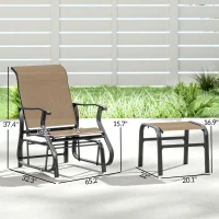Outsunny Outdoor Glider with Ottoman, Patio Glider Chair Set with High Back, Wide Seat for Porch, Garden, Backyard, Tan(m-3)