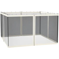 Outsunny Replacement Mesh Sidewall Netting for 10' x 12' Gazebos and Canopy Tents with Zippers, (Sidewall Only) White(m-1)