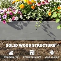 Outsunny 96" x 24" x 10" Wooden Raised Garden Bed with 2 Planter Boxes and Non-woven Fabric Liner for Patio, Gray(m-7)