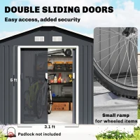 Outsunny 11' x 9' Outdoor Storage Shed, Garden Tool Metal Shed with Foundation Kit, Double Lockable Door, Dark Gray(m-5)
