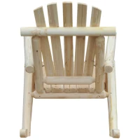 Outsunny 2 Piece Wooden Adirondack Porch Rocking Chair Set, Rustic Slatted Log Rockers for Indoor Outdoor Patio & Lawn, Unpainted, Natural(m-11)