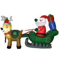 HOMCOM 7ft Christmas Inflatables Decorations Santa Claus on the Sleigh, Blow-Up Outdoor LED Yard Display, Waterproof(m-11)
