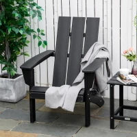 Outsunny Patio Adirondack Chair, Outdoor HDPE Fire Pit Chair, Weather Resistant Outdoor Chair with High-back, Patio Chair for Deck, Garden, Backyard, Black(m-10)