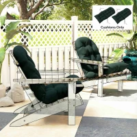 Outsunny Outdoor Adirondack Chair Cushions Set of 2, Tufted High Back Patio Chair Cushions, Dark Green(m-9)