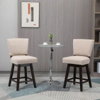 HOMCOM Set of 2 Swivel Counter Height Bar Stools with Footrest, Beige(m-2)