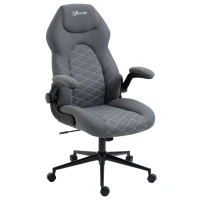 Vinsetto Home Office Chair, Height Adjustable Desk Chair with Flip Up Armrests, Swivel Wheels and Tilt Function, Dark Gray(m-1)