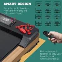Soozier Wood Walking Pad, Smart Under Desk Treadmill, Walking Jogging Machine with Blue Tooth Speaker, Remote Control, 12 Pre-Programs, Transport Wheels and LED Display for Home Gym Office(m-4)