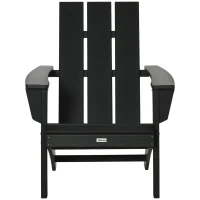 Outsunny Patio Adirondack Chair, Outdoor HDPE Fire Pit Chair, Weather Resistant Outdoor Chair with High-back, Patio Chair for Deck, Garden, Backyard, Black(m-11)