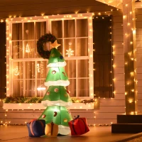 HOMCOM 6ft Inflatable Christmas Tree Decorations with Presents, Outdoor Blow-Up Yard Christmas Decor with LED Lights Display(m-2)