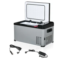 Outsunny 12 V Car Fridge, 3 Zone 21 Quart Portable Compressor Electric Cooler with Seat Belt Slot, Fridge Freezer, -7.6 °F (-22 °C), for Camping, Truck, RV, Travel, Boat, Outdoor and Home Use(m-11)