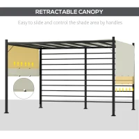 Outsunny 10' x 12' Outdoor Retractable Pergola, Patio Gazebo Canopy Adjustable Sun Shade Shelter for Backyard, Garden Activities, Beige(m-5)