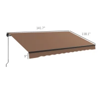 Outsunny 12' x 10' Retractable Awning, 280gsm UV Resistant Sunshade Shelter for Deck, Balcony, Yard, Coffee(m-3)