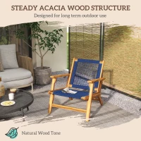 Outsunny Wood Adirondack Chair, Modern Fire Pit Chair, PP Rope Coconino Lounge Style Chair with High Support Backrest, Blue(m-4)
