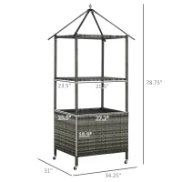Outsunny Outdoor Towel Valet Caddy, Covered Poolside Towel Holder Rack, Shelf, Basket, Rolling PE Rattan Wicker Storage on Wheels, Gray(m-3)