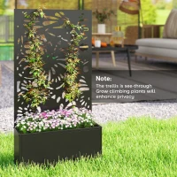 Outsunny Metal Garden Bed with Trellis for Climbing Plants, Freestanding or Wall Mounted Flower Bed for Garden, Patio, Balcony(m-8)