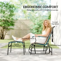 Outsunny Outdoor Glider with Ottoman, Patio Glider Chair Set with High Back, Wide Seat for Porch, Garden, Backyard, Tan(m-5)
