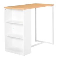 HOMCOM Modern Bar Table Counter Height Dining Table with 3 Storage Shelves for Kitchen, Dining Room, Living Room, White(m-11)