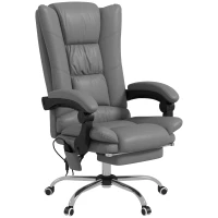 Vinsetto PU Leather Executive Massage Office Chair with 4 Vibration, Computer Desk Chair, Heated Reclining Chair with Adjustable Height, Swivel Wheels, Gray(m-1)