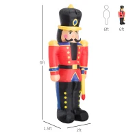 HOMCOM 6’ Christmas Inflatable Nutcracker Toy Soldier, Outdoor Blow-Up Yard Decoration with LED Lights Display(m-3)