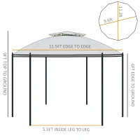 Outsunny 11.5' Patio Gazebo, Outdoor Gazebo Canopy Shelter with Curtains, Romantic Round Double Roof, Solid Steel Frame for Garden, Lawn, Backyard and Deck, Cream White(m-3)