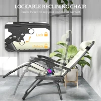 Outsunny Zero Gravity Lounge Chair Set, 2 Pieces Reclining Folding Outdoor Lounge Chairs with Headrest Side Tray, Cream(m-4)