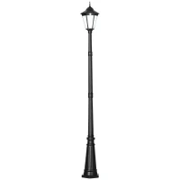 Outsunny 94.5" Solar Lamp Post Light, Dusk to Dawn Vintage Style Street Light, Aluminum Solar Powdered Lamp, PIR Motion Sensor for Garden, Lawn, Pathway, Driveway, Black(m-1)