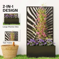 Outsunny Metal Garden Bed with Trellis for Climbing Plants, Freestanding or Wall Mounted Flower Bed for Garden, Patio, Balcony(m-4)