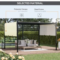 Outsunny 10' x 12' Outdoor Retractable Pergola, Patio Gazebo Canopy Adjustable Sun Shade Shelter for Backyard, Garden Activities, Beige(m-4)