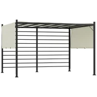 Outsunny 10' x 12' Outdoor Retractable Pergola, Patio Gazebo Canopy Adjustable Sun Shade Shelter for Backyard, Garden Activities, Beige(m-1)