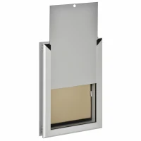 PawHut 2 Way Dog Door, Aluminum Doggy Pet Flap for Wall, Fast Installation, Magnetic Closure, Locking Panel, Weather Resistant, Insulating, Weight Limit 55 lbs(m-9)