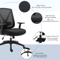 Vinsetto Ergonomic Mesh Office Chair with Lumbar Back Support, Swivel Rocking Computer Chair with Adjustable Height and Armrests for Home Office, Black(m-8)