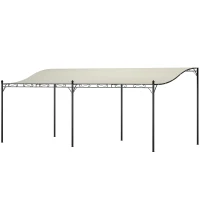 Outsunny 10' x 20' Wall-Mounted Outdoor Pergola Canopy, Metal Patio Canopy with Drainage Holes for Backyard Garden, Cream White(m-11)