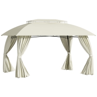 Outsunny 10' x 13' Outdoor Gazebo Patio Gazebo Canopy, Double Vented Roof, Steel Frame, Curtain Sidewalls, Beige