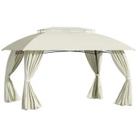 Outsunny 10' x 13' Outdoor Gazebo Patio Gazebo Canopy, Double Vented Roof, Steel Frame, Curtain Sidewalls, Beige(m-1)