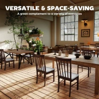 HOMCOM Wooden Dining Chairs Set of 4, Farmhouse Upholstered Kitchen Chairs with Rubber Wood Frame, Dark Brown and Beige(m-6)